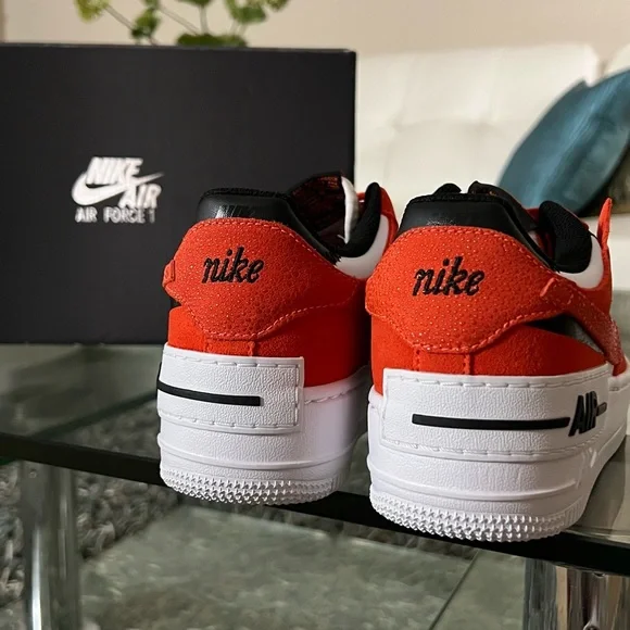 WOMEN Air Force 1 AF1 Shadow Rush Orange Black Guava Ice Platform Sneakers - Picture 8 of 12